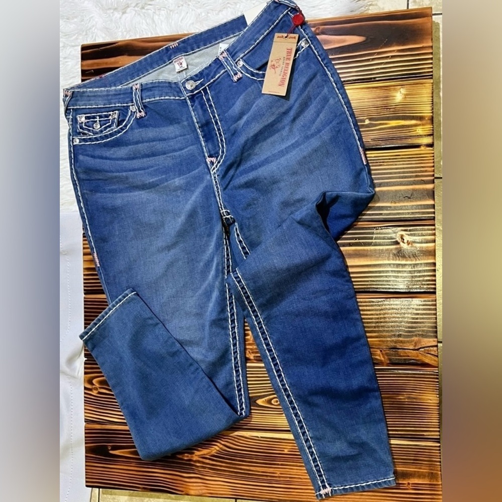 TRUE RELIGION CURVY SKINNY FLAP NAT BT JEAN WOMEN'S - Picture 7 of 16